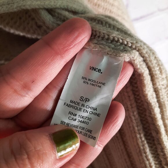 Vince Natural Ribbed Yak Wool Draped Cardigan - Picture 7 of 11